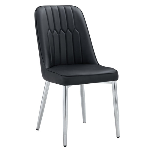 Modern Dining Chairs Set of 4 with PU Leather Backrest and Silver