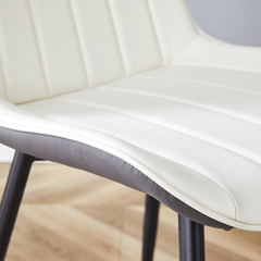Modern Minimalist Dining Chair Set - Extended Seat Cushion, White/Dark