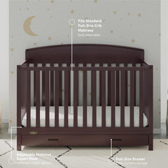 Benton 5-In-1 Convertible Crib With Drawer (Espresso) - Converts From Baby Crib To Toddler Bed, Daybed And Full-Size Bed, Fits