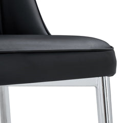 Modern Dining Chairs Set of 4 with PU Leather Backrest and Silver