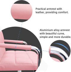 Desk Chair Modern Office Chair with Wheels Vanity Chair PU Leather