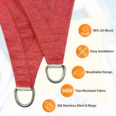 Sun Shade Sails Canopy, 185Gsm Shade Sail Uv Blo For Patio Garden Outdoor Facility And Activities (12'X12', Scarlet)