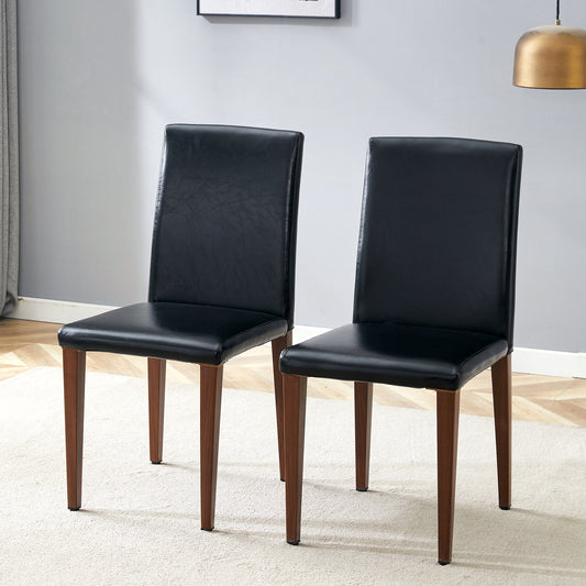 Two black PU dining chairs, simple and versatile, comfortable and