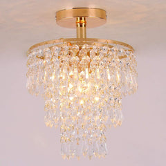Mini Size Crystal Chandelier Modern Flush Mount Ceiling Light 3 Tiers