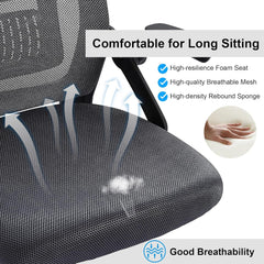Mid-Back Swivel Ergonomic Office Chair with Adjustable Arms, Mesh
