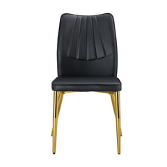 Medieval Modern Black Dining Chairs with Cushions and Golden Metal