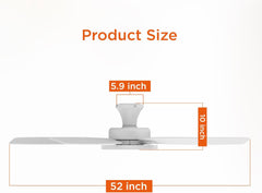 52 Inch Ceiling Fans with Lights,Remote Control Multifunctional Quiet
