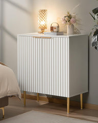Fluted White Storage Cabinet Set of 2, Wood Sideboard Buffet Cabinet