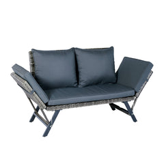 1 PCS Patio Wicker Side Foldable Bench Patio Backyard Conversation