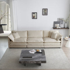 Mid-Century Modern Couch 3-Seater Sofa With 2 Armrest Pillows And 3