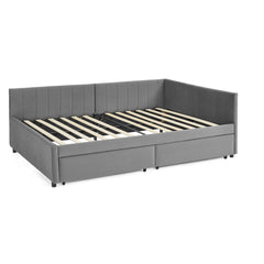 Full Size Upholstered Tufted Bed Frame with Two Drawers, Sofa Bed