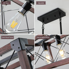5-Light Retro Farmhouse Chandelier For Kitchen, Living room, Dining
