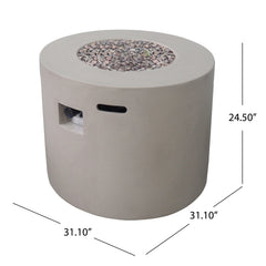 Light Grey Magnesium Oxide 31' Round Fire Pit with 40,000 BTU for