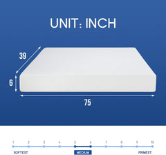 Twin Gel Memory Foam Mattress, 6 Inch, CertiPUR-US Certified