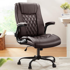 Executive Office Chair with Flip-Up Armrests,Pu Leather Ergonomic Desk