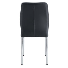Luxury Simple Chair Set of 4 - High Resilience Dining Chair Black PU