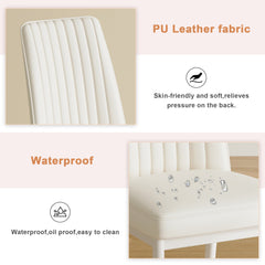 Modern white dining chair, made of high backrest PU material and