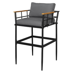 Iron Outdoor Dining Set with Acacia Wood Armrest Suitable For Patio,