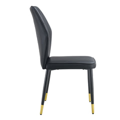 4 modern dining chairs with stylish PU patterned backrest and black