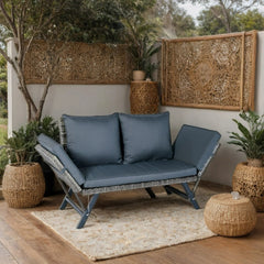 1 PCS Patio Wicker Side Foldable Bench Patio Backyard Conversation