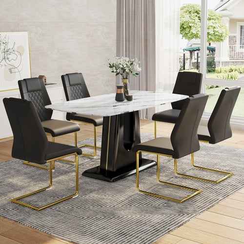 Table and chair set, modern and minimalist dining table, imitation
