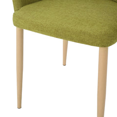 Classic Twist Dining Chair Set with Contoured Support in Green Fabric
