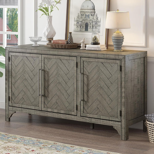 Modern Wood Buffet Sideboard with 3 Doors, Farmhouse Free Standing