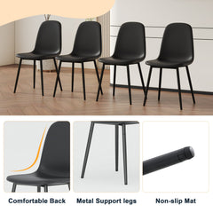 Modern Minimalist Black Dining Chair Set - Four Chairs, Upholstered