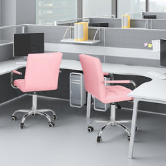 Desk Chair Modern Office Chair with Wheels Vanity Chair PU Leather