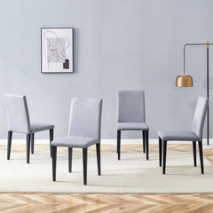 Exquisite Light Gray Linen-Cotton Dining Chairs Set of 4, Simple and