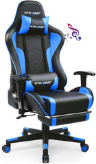 Gaming Chair with Footrest and Bluetooth Speakers Music Video Game