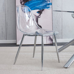 Modern minimalist transparent dining chair, plastic chair, armless