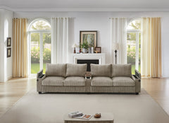 Modern 4-Seater Corduroy Sofa Couch with USB Ports, Hidden Storage