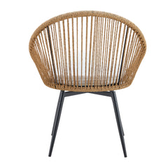 Modern 3-Piece Set: 17.7' Anti-Spill Round Coffee Table + 2 Rattan