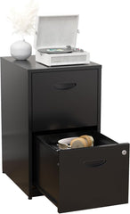 2 Drawer File Cabinet, Metal File Cabinets with Lock, 18"D Black