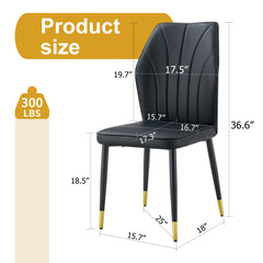 4 modern dining chairs with stylish PU patterned backrest and black