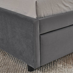 Full Size Upholstered Tufted Bed Frame with Two Drawers, Sofa Bed