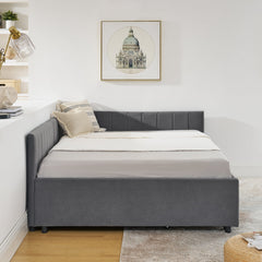 Full Size Upholstered Tufted Bed Frame with Two Drawers, Sofa Bed