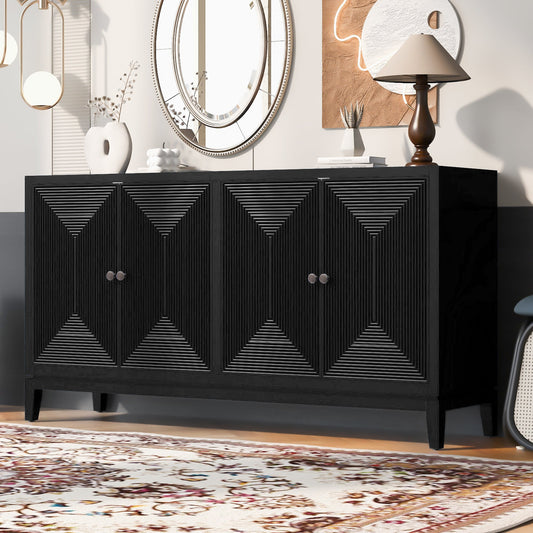 Sleek Storage Cabinet Sideboard Buffet with Vertical Line