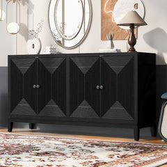 Sleek Storage Cabinet Sideboard Buffet with Vertical Line
