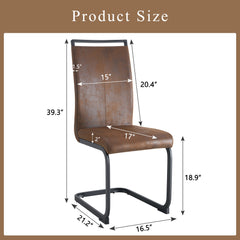 Retro - style Suede - like Tech Fabric Dining Chairs, Sturdy Metal