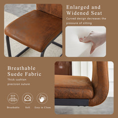 Retro - style Suede - like Tech Fabric Dining Chairs, Sturdy Metal