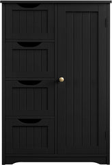 Wooden Bathroom Floor/Side Storage Organizer Cabinet with 4 Drawers