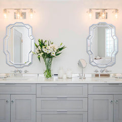 Large Silver Wall Mirror with Beveled Frame for Living Room, Entryway,