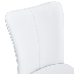 Modern Minimalist Dining Chairs Set with White PU Seats and Silver
