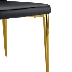 Medieval Modern Black Dining Chairs with Cushions and Golden Metal