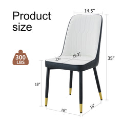 Modern Two-Tone PU Dining Chairs with Gold Decorated Legs - White and