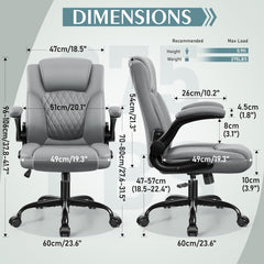 Leather Office Chair, PU Home Computer Desk Chairs with Ergonomic Back