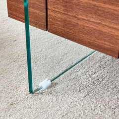 Modern Two-Tier Coffee Table with Drawer - Clear Tempered Glass &