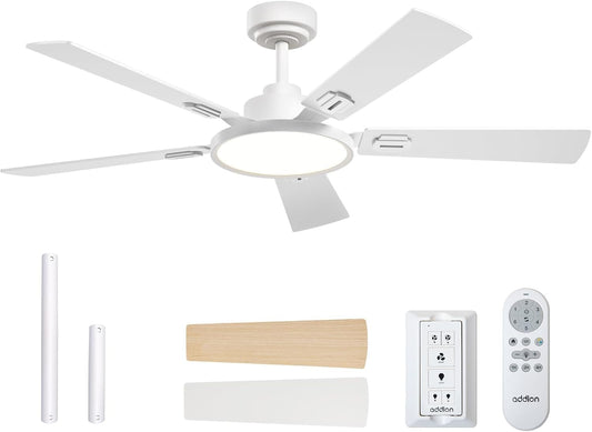 Ceiling Fans with Lights, 52 Inch White Ceiling Fan with Light and